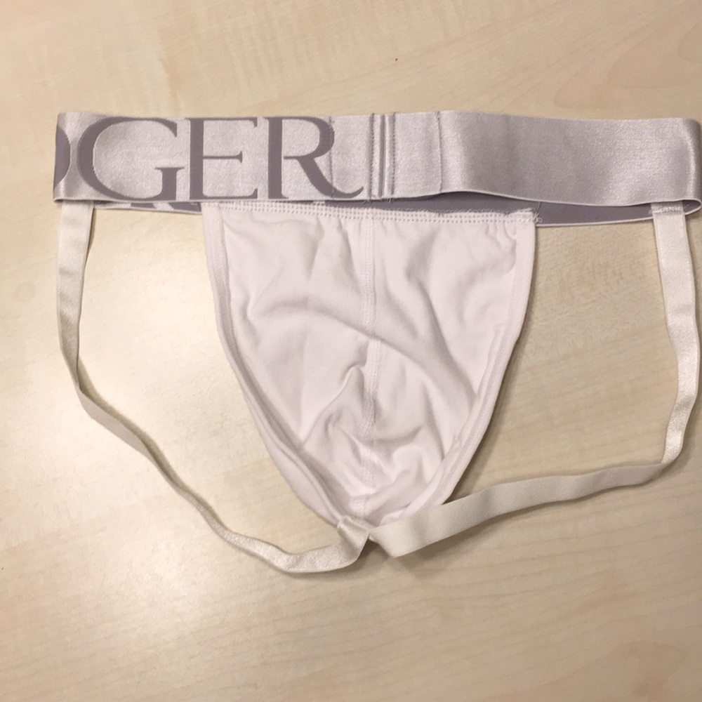 TODGER - (S) Jockstrap. White with 1" Silver Band - Picture 4 of 6
